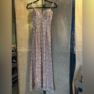 Hailey by Adrianna Papell Blush Pink Sequined Beaded Strapless Dress